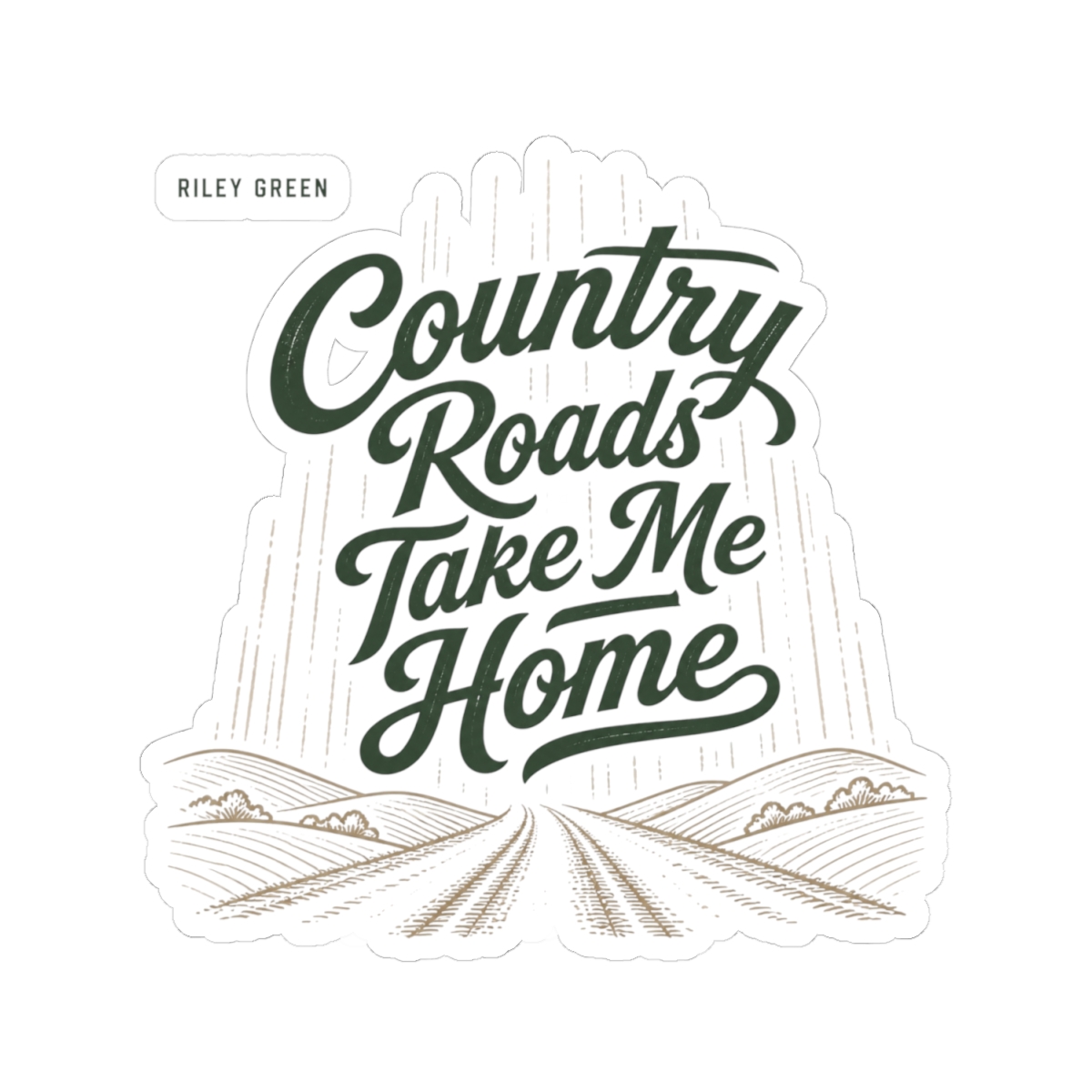 Riley Green "Country Roads Take Me Home" Sticker - alternate angle 2, merchandise